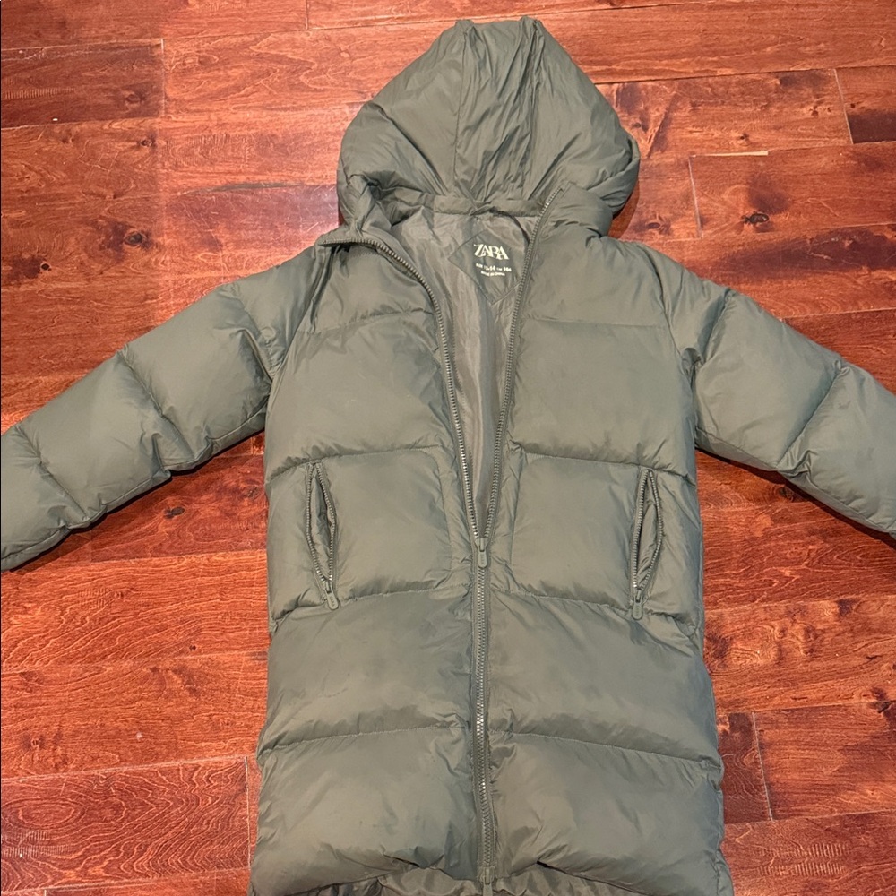 Zara Kids Olive Puffer Coat